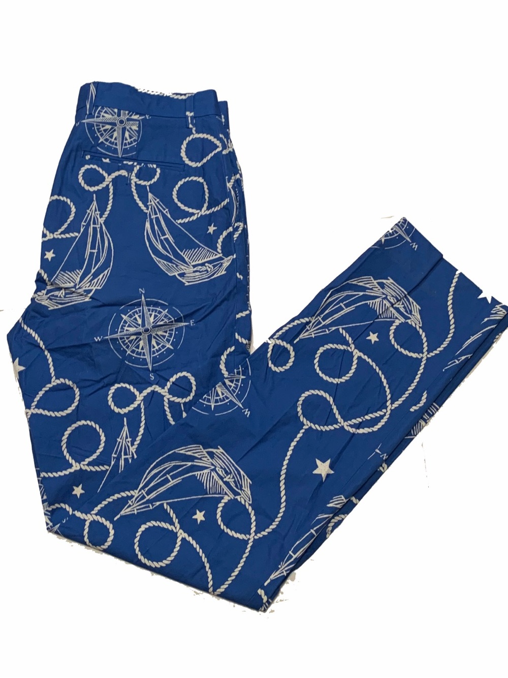 32 X 34 / J. McLaughlin Blue Nautical-Print Chinos